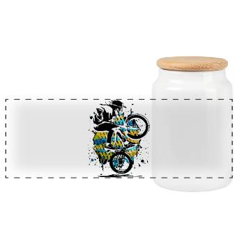 BMX bike | BMX pump track | Gift idea retro - Panoramic Cookie Jar with Wooden Lid - white - Front