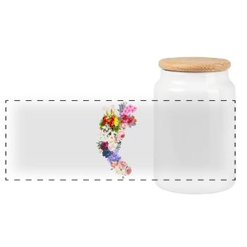 Florales anatomisches Herz - Panorama Keksdose mit Holzdeckel - Weiß - Vorne