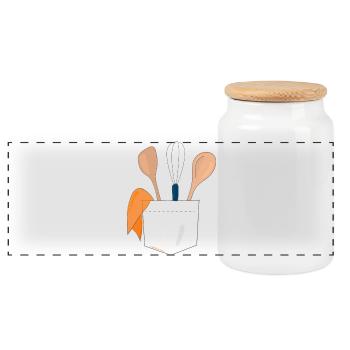 Ustensiles de cuisine en poche - Boîte à biscuits avec couvercle en bois - blanc - Devant