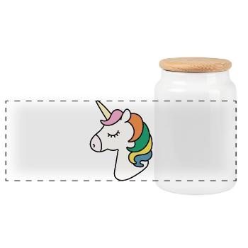 Licorne - Boîte à biscuits avec couvercle en bois - blanc - Devant