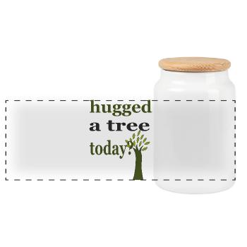 hugged a tree - Panorama Keksdose mit Holzdeckel - Weiß - Vorne