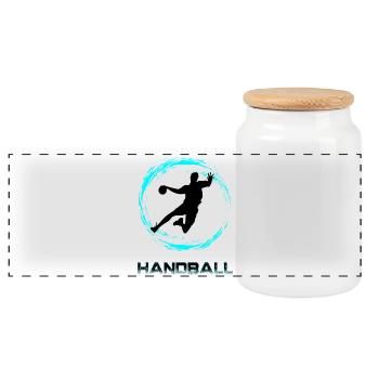 Handball - Boîte à biscuits avec couvercle en bois - blanc - Devant