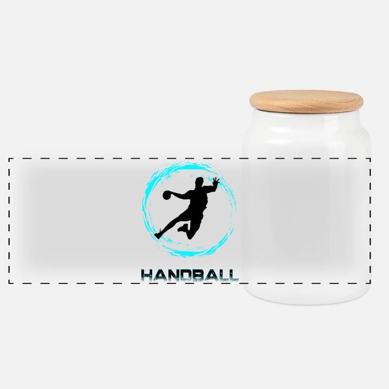 Handball - Panorama Keksdose mit Holzdeckel - Weiß