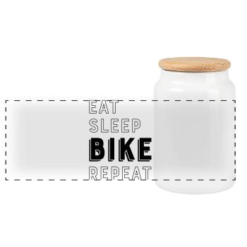 Biker - Boîte à biscuits avec couvercle en bois - blanc - Devant