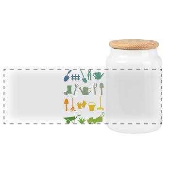 Garden gardener gardener - Panoramic Cookie Jar with Wooden Lid - white - Front