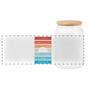 I Love Sunsets Quote for Beach Lovers - Panoramic Cookie Jar with Wooden Lid - white - Front