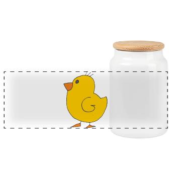 chick - Panoramic Cookie Jar with Wooden Lid - white - Front
