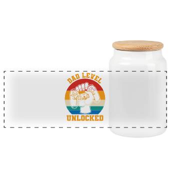 Dad Level entsperrt Retro Vintage neuen Vater - Panorama Keksdose mit Holzdeckel - Weiß - Vorne