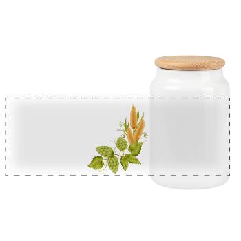 Hops and malt base to brew beer - Panoramic Cookie Jar with Wooden Lid - white - Front