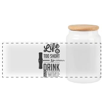 Life Is Too Short Drink Good Wine - Panorama Keksdose mit Holzdeckel - Weiß - Vorne