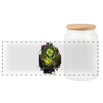 take your pills - Panoramic Cookie Jar with Wooden Lid - white - Front