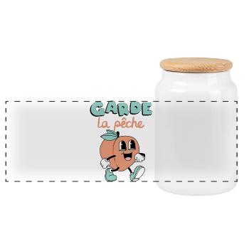 Garde la pêche ! - Boîte à biscuits avec couvercle en bois - blanc - Devant