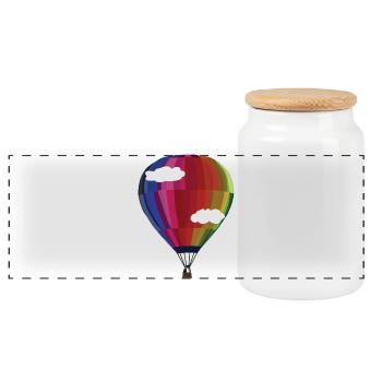 Ballon - un morceau de liberté. - Boîte à biscuits avec couvercle en bois - blanc - Devant
