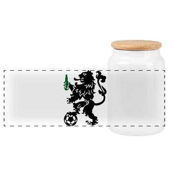 Netherlands Orange lion football beer funny European Championship - Panoramic Cookie Jar with Wooden Lid - white - Front