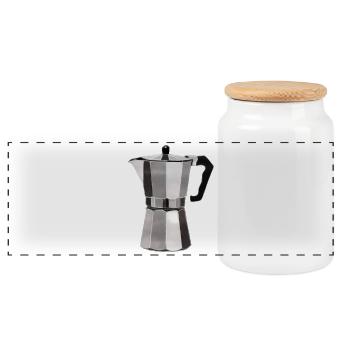 espresso - Panoramic Cookie Jar with Wooden Lid - white - Front