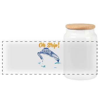 cruise Time Oh Ship It s A Family Trip ship gift - Panoramic Cookie Jar with Wooden Lid - white - Front