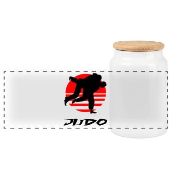 judo - Panoramic Cookie Jar with Wooden Lid - white - Front