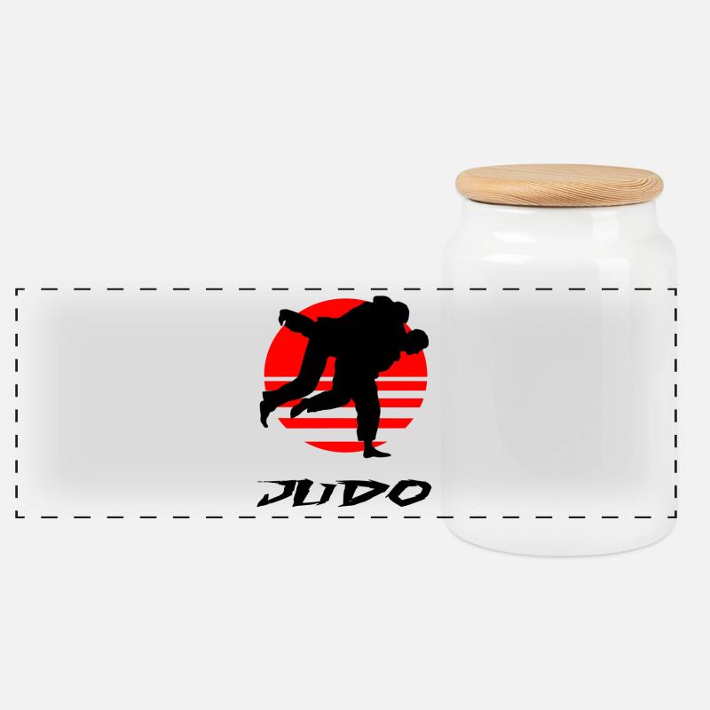 JUDO - Panorama Keksdose mit Holzdeckel - Weiß