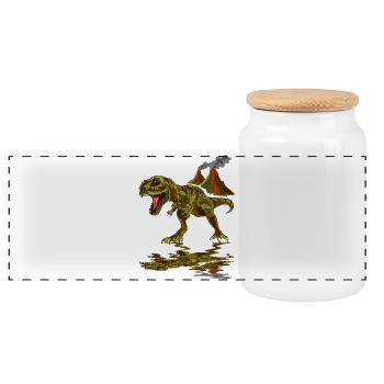 Volcan de dinosaures - Boîte à biscuits avec couvercle en bois - blanc - Devant