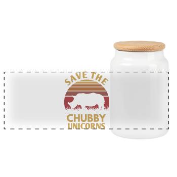 Sauvez le design des licornes potelées - Boîte à biscuits avec couvercle en bois - blanc - Devant