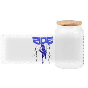 Scooter Stunt Kickboard Roller - Panoramic Cookie Jar with Wooden Lid - white - Front