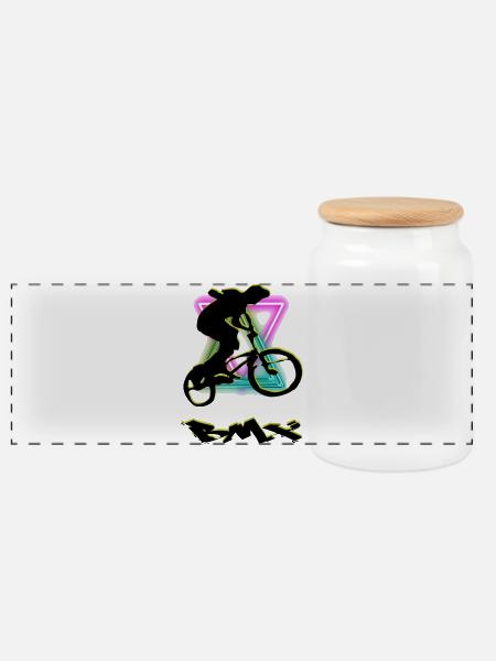BMX Bike - Panorama Keksdose mit Holzdeckel - Weiß