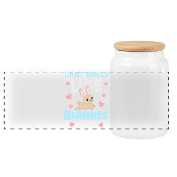 Rabbit Rabbit - Panoramic Cookie Jar with Wooden Lid - white - Front