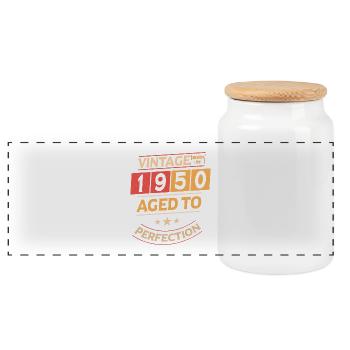 Vintage 1950 Né Perfection des années 50 - Boîte à biscuits avec couvercle en bois - blanc - Devant