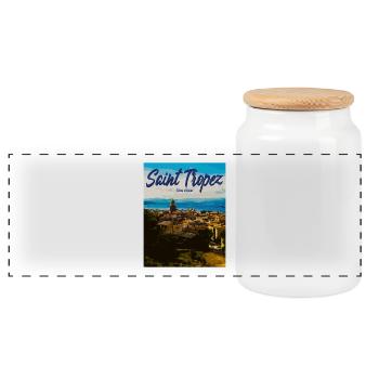 Saint Tropez Küstenflair Côte d'Azur - Panorama Keksdose mit Holzdeckel - Weiß - Vorne
