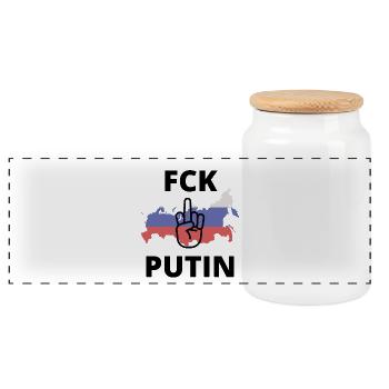 FCK PTN - Panoramic Cookie Jar with Wooden Lid - white - Front