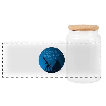 View of the starry sky - Panoramic Cookie Jar with Wooden Lid - white - Front
