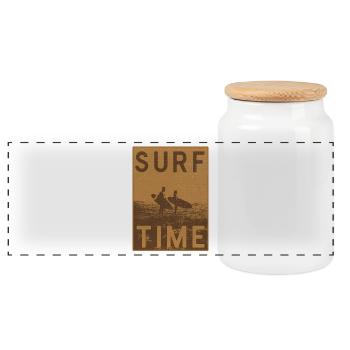 Surftime Vintage Poster - Panoramic Cookie Jar with Wooden Lid - white - Front