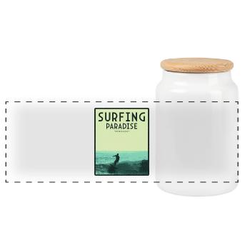 Surfing paradise Honolulu - Panoramic Cookie Jar with Wooden Lid - white - Front