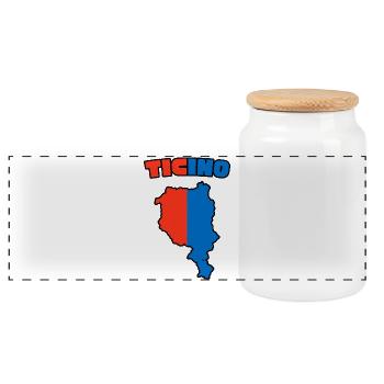 Carte du Tessin Rouge-Bleu - Boîte à biscuits avec couvercle en bois - blanc - Devant