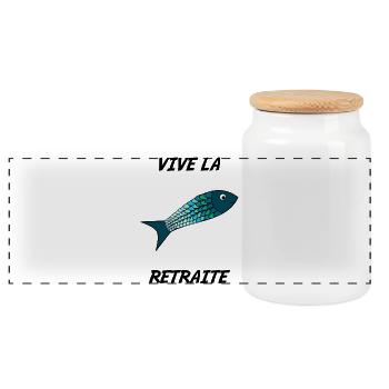 RETRAITE. VIVE LA RETRAITE. PÊCHE. MER. VACANCES. - Boîte à biscuits avec couvercle en bois - blanc - Devant
