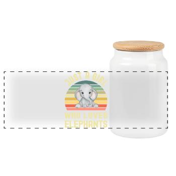 Éléphants éléphants - Boîte à biscuits avec couvercle en bois - blanc - Devant