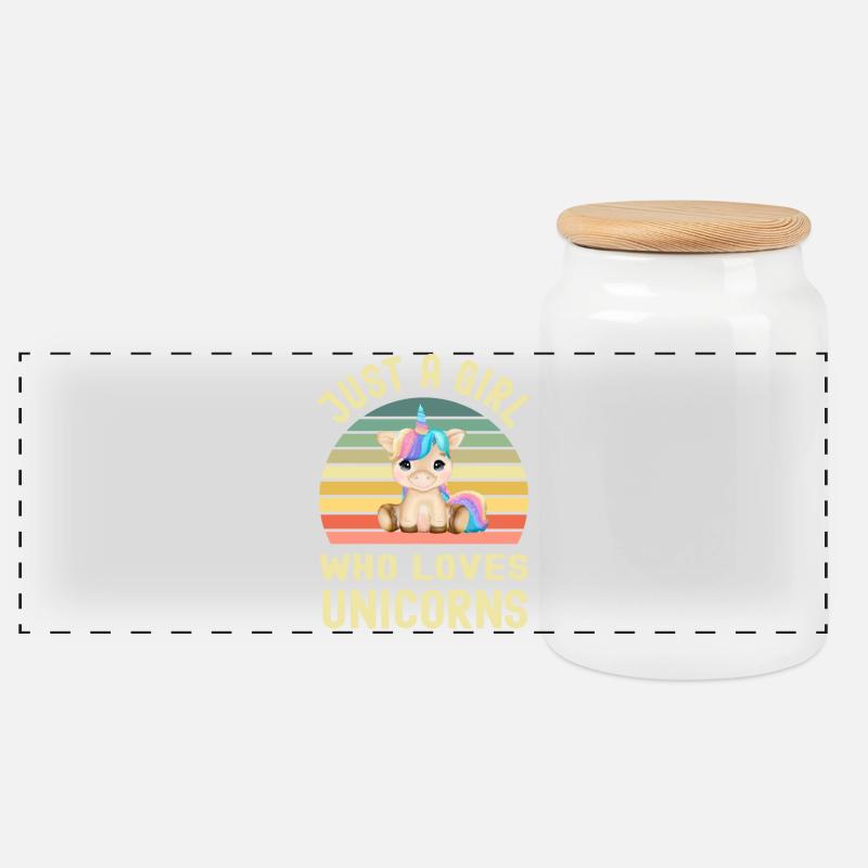Einhorn Einhörner - Panorama Keksdose mit Holzdeckel - Weiß