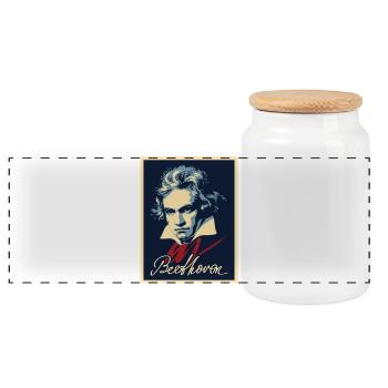 Beethoven - Panoramic Cookie Jar with Wooden Lid - white - Front