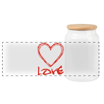 Coeur graffiti rouge - Boîte à biscuits avec couvercle en bois - blanc - Devant