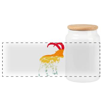 Capricorne, Randonnée, Montagnes - Boîte à biscuits avec couvercle en bois - blanc - Devant