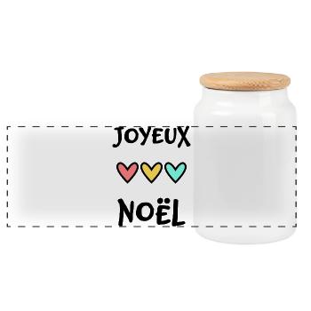 JOYEUX NOËL. NOËL. JOYEUX NOËL. MERRY CHRISTMAS - Boîte à biscuits avec couvercle en bois - blanc - Devant