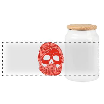 Red fisherman's skull - Panoramic Cookie Jar with Wooden Lid - white - Front