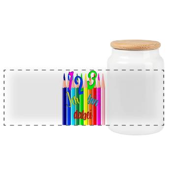 Retour à l’école123 Je fais des crayons de couleur colorés - Boîte à biscuits avec couvercle en bois - blanc - Devant