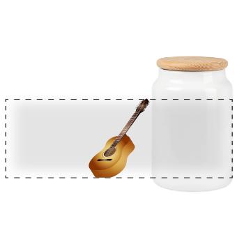 beautiful 3D acoustic guitar in warm shades - Panoramic Cookie Jar with Wooden Lid - white - Front
