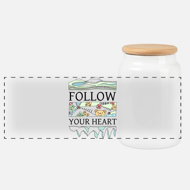 "Follow your heart" schöner Spruch - Panorama Keksdose mit Holzdeckel - Weiß
