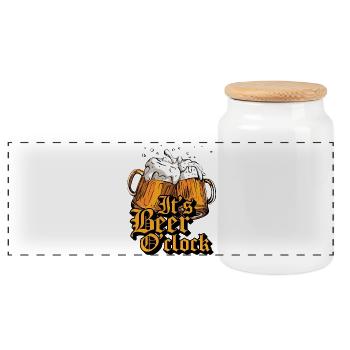 Its Beer O'Clock - Panorama Keksdose mit Holzdeckel - Weiß - Vorne