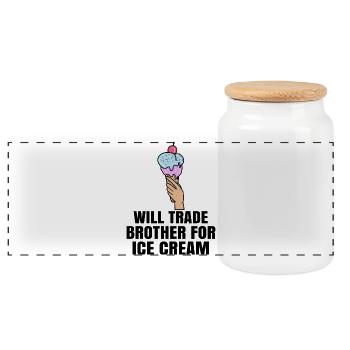 Funny Statement Dessert Sweets Ice Cream Delicious - Panoramic Cookie Jar with Wooden Lid - white - Front