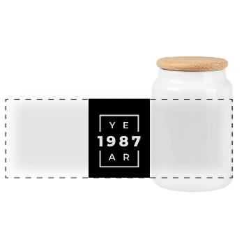 Design Anniversaire 1987 Minimaliste - Boîte à biscuits avec couvercle en bois - blanc - Devant