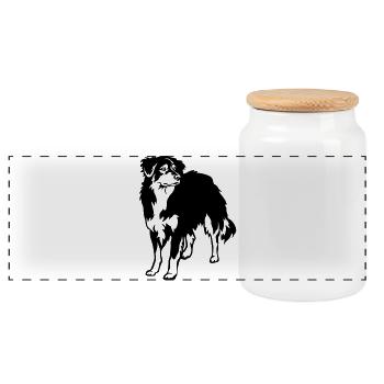 Australian Shepherd - Panoramic Cookie Jar with Wooden Lid - white - Front
