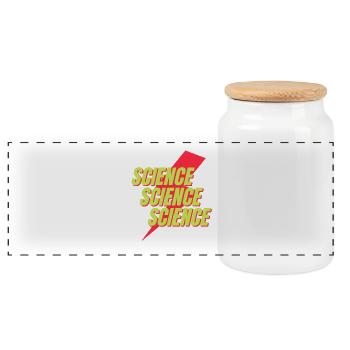 Neon Science Bolt Design - Panoramic Cookie Jar with Wooden Lid - white - Front
